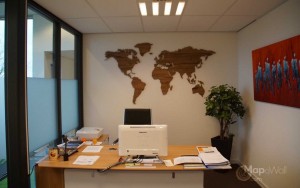 Wooden world map Rosewood in the office 2