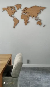 The Magnetic mini Oak world map installed